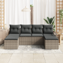 Conjunto de Sofá de Jardín  de 6 Piezas con Cojines Gris Poliratán | Foro24.es | Tu tienda online para hogar, jardín y más Foro24.es