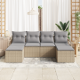 Conjunto de Sofá de Jardín  de 6 Piezas con Cojines Beige Ratán Poliéster | Foro24.es | Tu tienda online para hogar, jardín y más Foro24.es