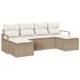 Juego de Sofá de Jardín de 6 Piezas con Cojines Beige Ratán Poliéster de , Sofás de exterior - Ref: Foro24-3346491, Precio: 3...