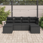 Conjunto Sofá Jardín 6 Piezas con Cojines Ratán Poliéster Negro | Foro24.es | Tu tienda online para hogar, jardín y más Foro24.es