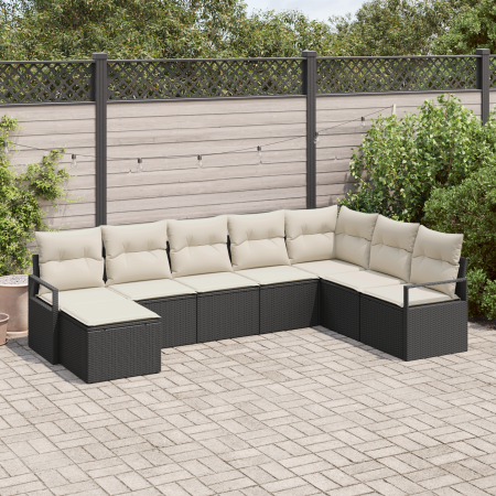 Juego de Sofá de Jardín de 8 Piezas con Cojines Negro de Rattan Sintético | Foro24.es | Tu tienda online para hogar, jardín y más Foro24.es