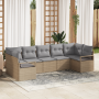 Juego de Sofá de Jardín  de 7 piezas con Cojines Beige Poliratán | Foro24.es | Tu tienda online para hogar, jardín y más Foro24.es