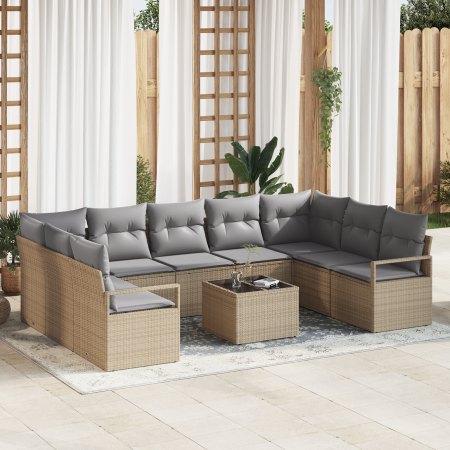 Conjunto de Sofá de Jardín de 10 Piezas con Cojines Ratán Poliratán Negro. | Foro24.es | Tu tienda online para hogar, jardín y más Foro24.es
