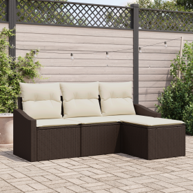 Juego de Sofá de Jardín de 4 Piezas con Cojines en Ratán Poliéster Marrón by , Outdoor sofas - Ref: Foro24-3346668, Price: 25...