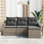 Conjunto de Sofá de Jardín de 4 Piezas con Cojines Gris Polietileno Ratán von , Outdoor-Sofas - Ref: Foro24-3346669, Preis: 2...