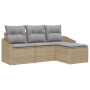 Conjunto de Sofá de Jardín de 4 Piezas con Cojines Beige Poliratán | Foro24.es | Tu tienda online para hogar, jardín y más Foro24.es