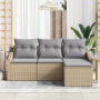 Conjunto de Sofá de Jardín de 4 Piezas con Cojines Beige Poliratán | Foro24.es | Tu tienda online para hogar, jardín y más Foro24.es