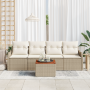 Juego de Sofá de Jardín de 5 Piezas con Cojines Beige de Poliratán y Acacia de , Sofás de exterior - Ref: Foro24-3347386, Pre...