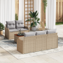 Conjunto de Sofá de Jardín de 6 Piezas con Cojines Beige de Poliratán Acacia de , Sofás de exterior - Ref: Foro24-3347392, Pr...