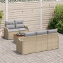 Conjunto de Sofá de Jardín de 6 Piezas con Cojines Beige de Poliratán Acacia de , Sofás de exterior - Ref: Foro24-3347392, Pr...