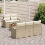 Juego de Sofá de Jardín de 6 Piezas con Cojines Beige Ratán de Polímero Acacia | Foro24.es | Tu tienda online para hogar, jardín y más Foro24.es