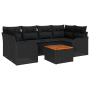 Conjunto de Sofás de Jardín de 7 Piezas con Cojines Negro Ratán Poliéster Acacia von , Outdoor-Sofas - Ref: Foro24-3347408, P...