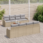 Juego de Sofá de Jardín de 9 Piezas con Cojines Beige de Poliratán Acacia de , Sofás de exterior - Ref: Foro24-3347427, Preci...