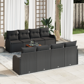 Conjunto de Sofás de Jardín de 9 Piezas con Cojines Negro Poliratán Acacia von , Outdoor-Sofas - Ref: Foro24-3347429, Preis: ...