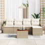 Juego de Sofá de Jardín de 6 Piezas con Cojines Beige de Poliratán Acacia de , Sofás de exterior - Ref: Foro24-3347442, Preci...