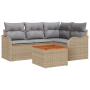 Juego de Sofá de Jardín de 5 Piezas con Cojines Beige de Poliratán y Acacia by , Outdoor sofas - Ref: Foro24-3347448, Price: ...