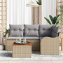 Juego de Sofá de Jardín de 5 Piezas con Cojines Beige de Poliratán y Acacia by , Outdoor sofas - Ref: Foro24-3347448, Price: ...