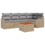 Conjunto de Sofá de Jardín de 6 Piezas con Cojines Beige Ratán Poliéster Acacia by , Outdoor sofas - Ref: Foro24-3347455, Pri...