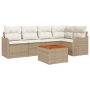 Conjunto de Sofás de Jardín de 6 Piezas con Cojines Beige Poliratán Acacia by , Outdoor sofas - Ref: Foro24-3347456, Price: 4...