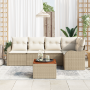 Conjunto de Sofás de Jardín de 6 Piezas con Cojines Beige Poliratán Acacia by , Outdoor sofas - Ref: Foro24-3347456, Price: 4...