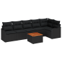 Juego de Sofás de Jardín de 7 Piezas con Cojines en Ratán Polímero Negro y Acacia by , Outdoor sofas - Ref: Foro24-3347464, P...