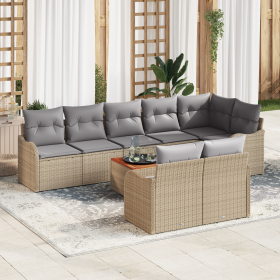 Juego de Sofás de Jardín de 9 Piezas con Cojines Beige Poliratán Acacia by , Outdoor sofas - Ref: Foro24-3347469, Price: 625,...