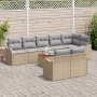 Juego de Sofás de Jardín de 9 Piezas con Cojines Beige Poliratán Acacia by , Outdoor sofas - Ref: Foro24-3347469, Price: 625,...