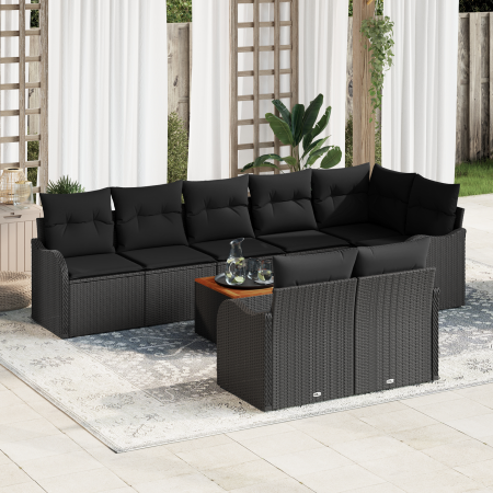 Juego de Sofás de Jardín de 9 Piezas con Cojines Negro Poliratán Acacia by , Outdoor sofas - Ref: Foro24-3347471, Price: 621,...