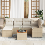Conjunto de Sofá de Jardín de 7 Piezas con Cojines Beige de Ratán Sintético de Acacia by , Outdoor sofas - Ref: Foro24-334747...
