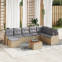 Conjunto de Sofá de Jardín de 9 Piezas con Cojines Beige Rattan Poli Acacia von , Outdoor-Sofas - Ref: Foro24-3347490, Preis:...
