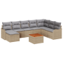 Conjunto de Sofá de Jardín de 9 Piezas con Cojines Beige Rattan Poli Acacia von , Outdoor-Sofas - Ref: Foro24-3347490, Preis:...