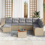 Conjunto de Sofá de Jardín de 9 Piezas con Cojines Beige Rattan Poli Acacia von , Outdoor-Sofas - Ref: Foro24-3347490, Preis:...