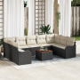 Juego de Sofá de Jardín de 10 Piezas con Cojines Negro Poliratán Acacia | Foro24.es | Tu tienda online para hogar, jardín y más Foro24.es