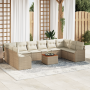 Juego de Sofá de Jardín de 11 Piezas con Cojines Beige Poly Rattan Acacia de , Sofás de exterior - Ref: Foro24-3347505, Preci...