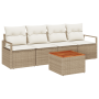 Conjunto de Sofá de Jardín de 5 Piezas con Cojines Beige de Poliratán Acacia von , Outdoor-Sofas - Ref: Foro24-3347638, Preis...