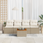 Conjunto de Sofá de Jardín de 5 Piezas con Cojines Beige de Poliratán Acacia von , Outdoor-Sofas - Ref: Foro24-3347638, Preis...