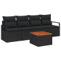 Conjunto de Sofás de Jardín de 5 Piezas con Cojines Negro Poliratán Acacia | Foro24.es | Tu tienda online para hogar, jardín y más Foro24.es