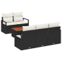 Conjunto de Sofás de Jardín de 6 Piezas con Cojines Negro Poliratán Acacia by , Outdoor sofas - Ref: Foro24-3347642, Price: 4...