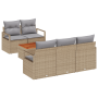 Conjunto de Sofás de Jardín de 6 Piezas con Cojines Beige de Ratán Poliéster Acacia by , Outdoor sofas - Ref: Foro24-3347644,...
