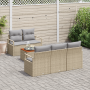 Conjunto de Sofás de Jardín de 6 Piezas con Cojines Beige de Ratán Poliéster Acacia by , Outdoor sofas - Ref: Foro24-3347644,...