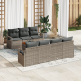 Juego de Sofás para Jardín de 8 Piezas con Cojines Gris Ratán Poliéster Acacia by , Outdoor sofas - Ref: Foro24-3347664, Pric...