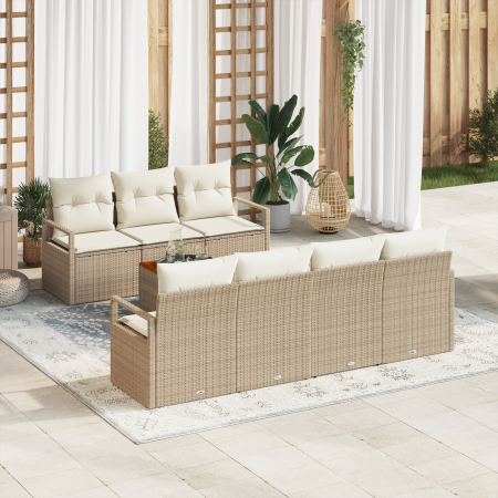 Conjunto de Sofá de Jardín de 8 Piezas con Cojines Beige Poliratán Acacia | Foro24.es | Tu tienda online para hogar, jardín y más Foro24.es