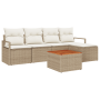 Conjunto de sofá de jardín de 6 piezas con cojines beige polirratán acacia von , Outdoor-Sofas - Ref: Foro24-3347694, Preis: ...