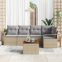 Conjunto de Sofá de Jardín de 6 piezas con Cojines Beige Poliratán Acacia de , Sofás de exterior - Ref: Foro24-3347707, Preci...
