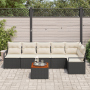 Set de Sofá de Jardín  de 7 Piezas con Cojines Negro Poliratán Acacia | Foro24.es | Tu tienda online para hogar, jardín y más Foro24.es