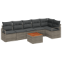 Conjunto de Sofá de Jardín de 7 Piezas con Cojines Gris Ratán Poliéster Acacia | Foro24.es | Tu tienda online para hogar, jardín y más Foro24.es