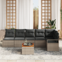 Conjunto de Sofá de Jardín de 7 Piezas con Cojines Gris Ratán Poliéster Acacia | Foro24.es | Tu tienda online para hogar, jardín y más Foro24.es