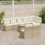 Conjunto de 9 Piezas de Sofá de Jardín con Cojines Beige de Poliratán Acacia | Foro24.es | Tu tienda online para hogar, jardín y más Foro24.es
