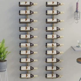 Botellero de pared para 10 botellas 2 unidades metal dorado by vidaXL, Wine racks - Ref: Foro24-340907, Price: 117,04 €, Disc...
