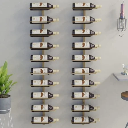 Botellero de pared para 10 botellas 2 unidades metal dorado by vidaXL, Wine racks - Ref: Foro24-340907, Price: 117,04 €, Disc...
